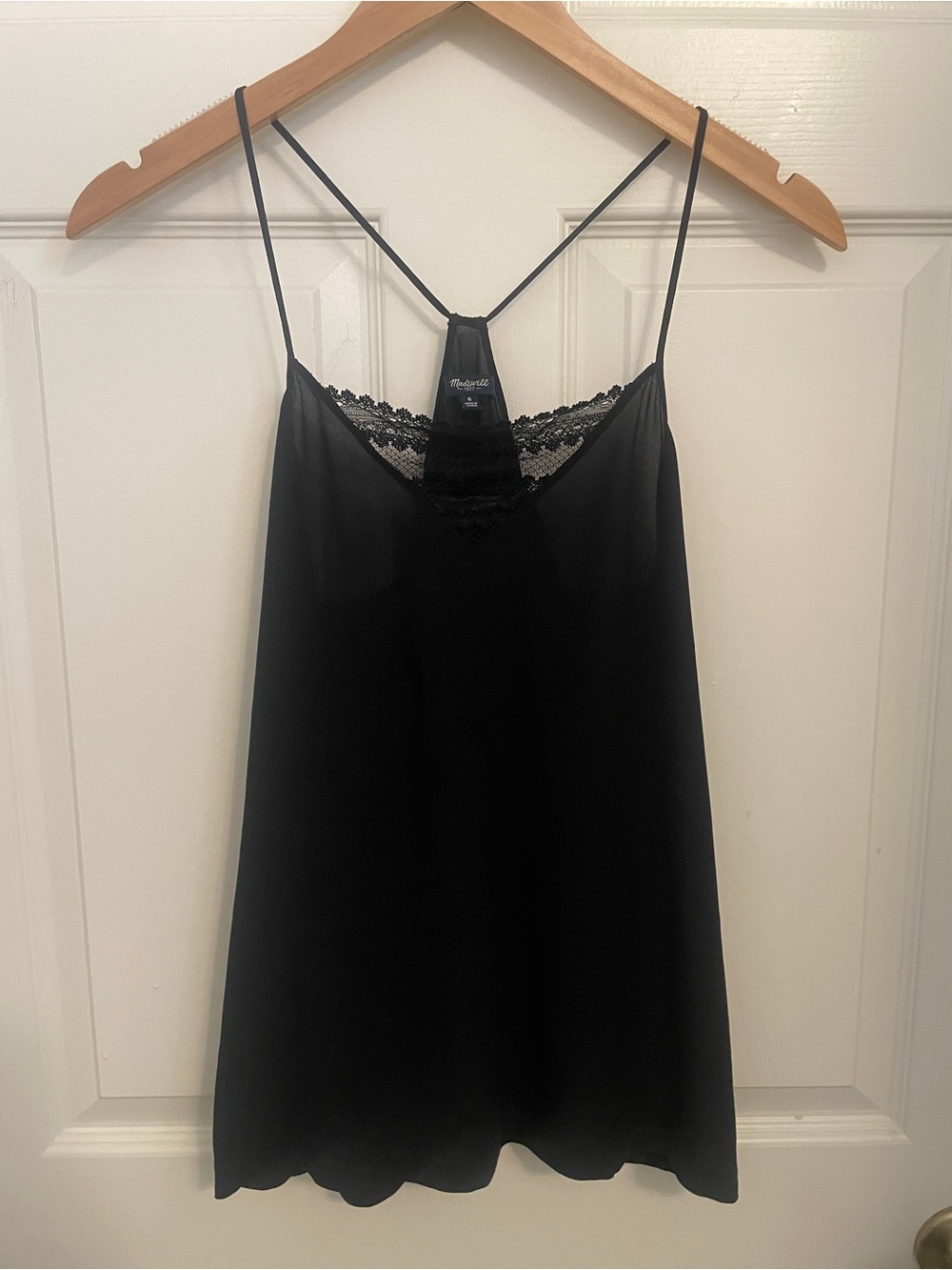 Madewell Black Lace-Trim Slip Cami